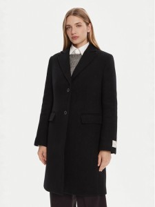 Calvin Klein Płaszcz wełniany LV044D558G Czarny Slim Fit