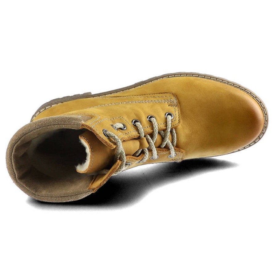 Żółte Botki Pollonus Damskie Stylowe Obuwie