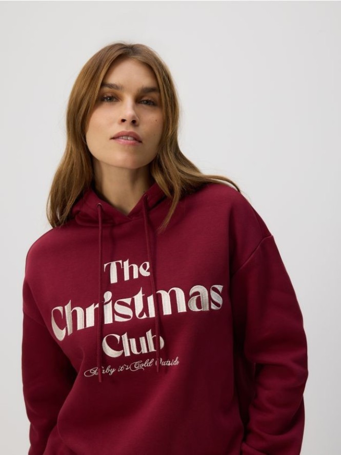 Bluza ze świątecznym napisem - bordowy