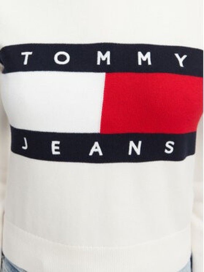 Tommy Jeans Sweter Flag DW0DW22930 Biały Regular Fit