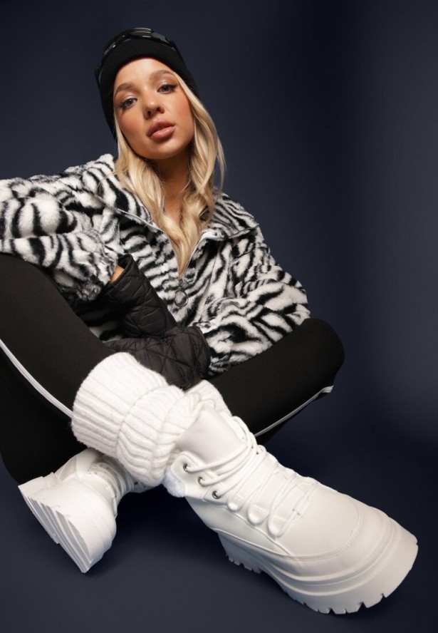 Białe Traperki Sznurowane Trapery Janne