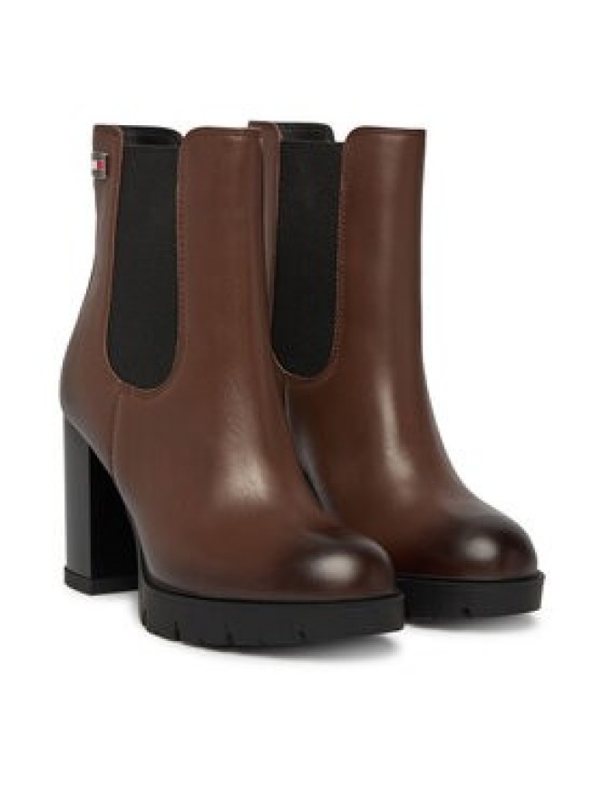 Tommy Jeans Botki Tjw Chelsea High Heel Boots EN0EN03112 Brązowy
