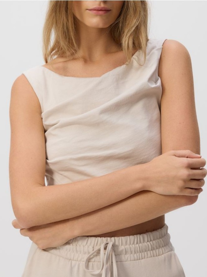 Top z marszczeniami - kremowy