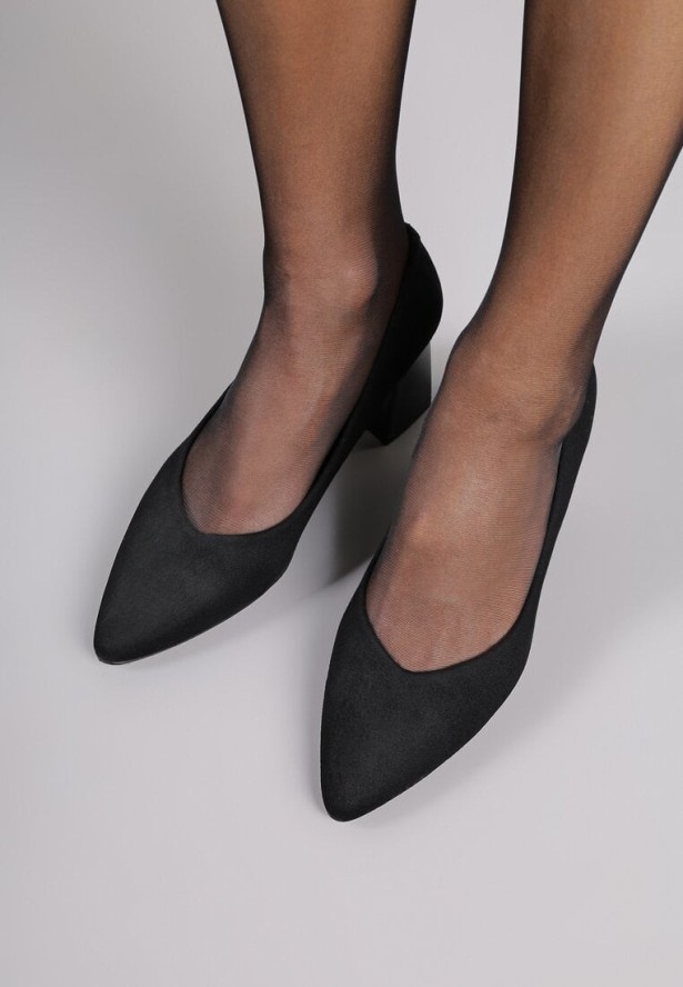 Czarne Czółenka Vices na Stożku z Wkładką ze Skóry Naturalnej Esande