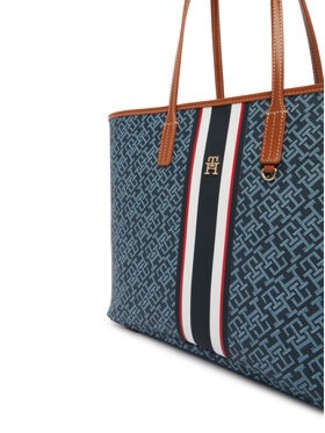 Tommy Hilfiger Torebka Th Monoplay Tote Stripe Le AW0AW18390 Niebieski