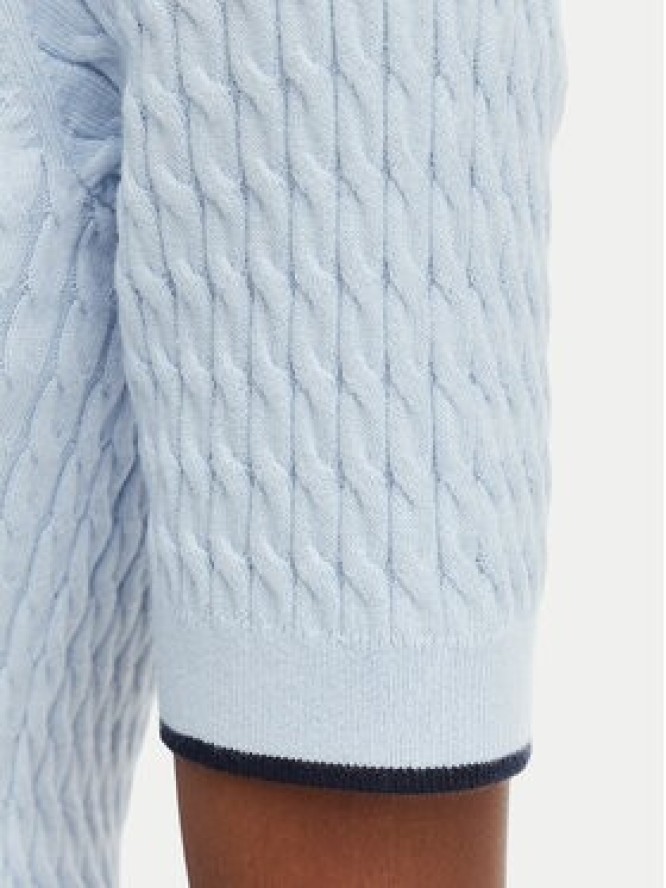 Tommy Hilfiger Sweter Fine Gg Cable Boat WW0WW50103 Niebieski jasny Regular Fit