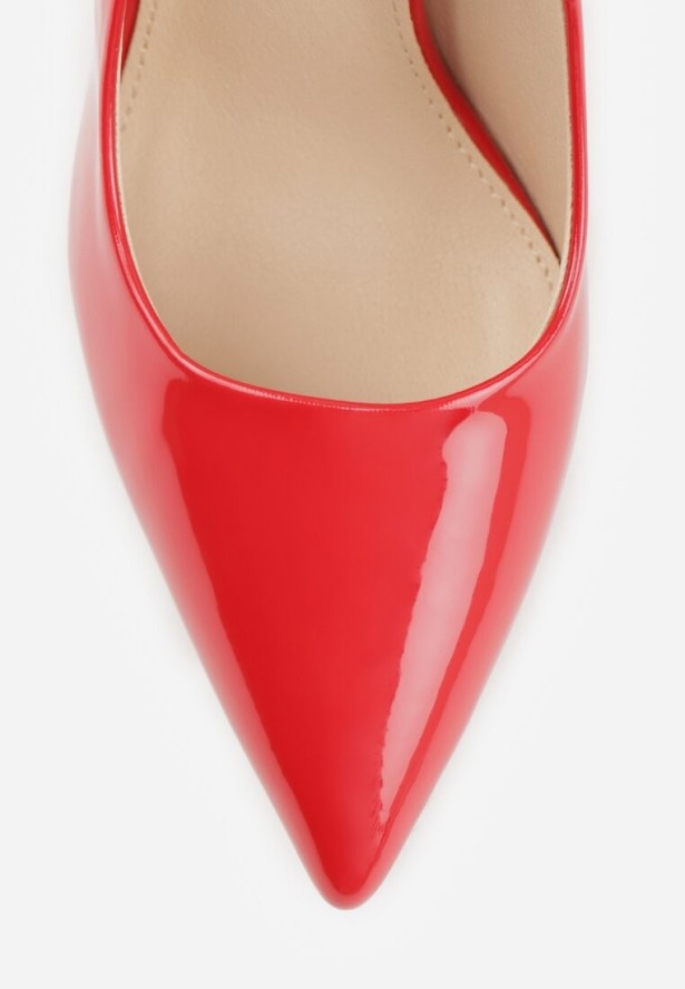 Czerwone Lakierowane Szpilki VICES na Ozdobnym Obcasie Zafriah
