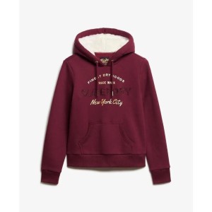Damska bluza z kapturem z metalicznym logo Superdry Luxe