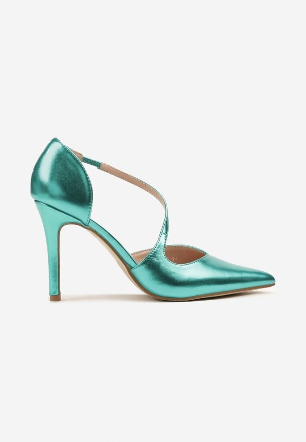 Zielone Szpilki z Ozdobnym Paskiem Adelli