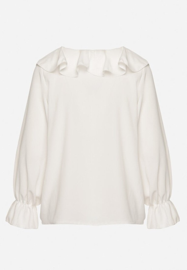 Biała Bluzka z Ozdobną Falbanką Tanalissea