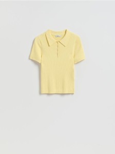 T-shirt z kołnierzykiem - jasnożółty