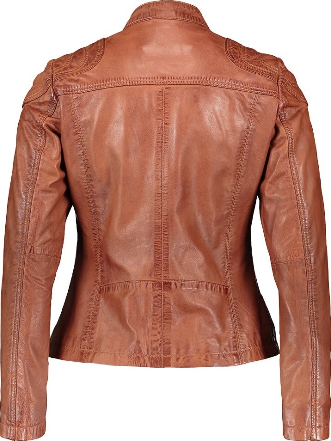 7eleven Skórzana kurtka "Zebo" w kolorze jasnobrązowym rozmiar: 34