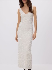 Sukienka z cekinami - kremowy