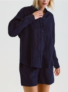 Lniana koszula - granatowy