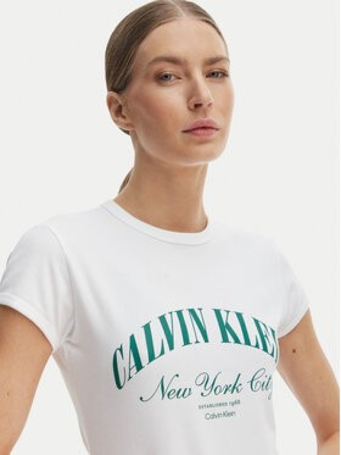Calvin Klein Jeans T-Shirt Graphic Logo LV047F815G Biały Slim Fit