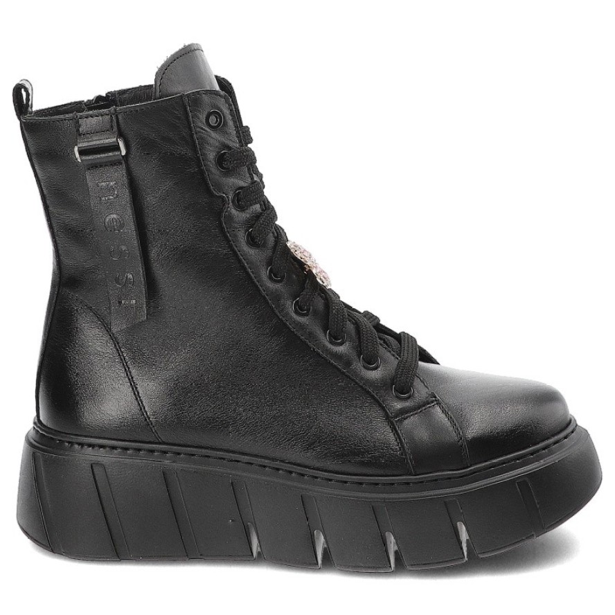 Czarne Botki Nessi Modne Obuwie Damskie Z Motylem