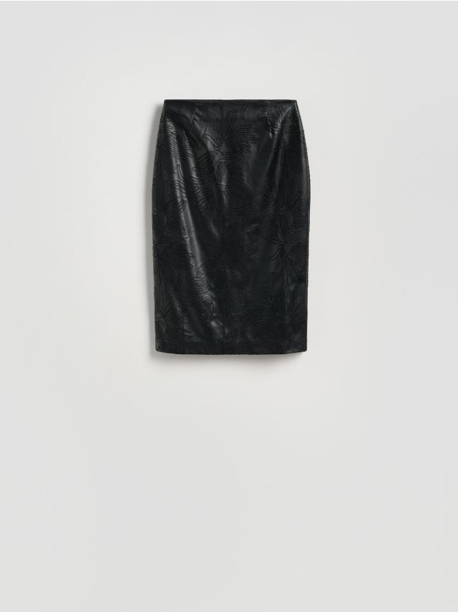 Wzorzysta spódnica midi - czarny