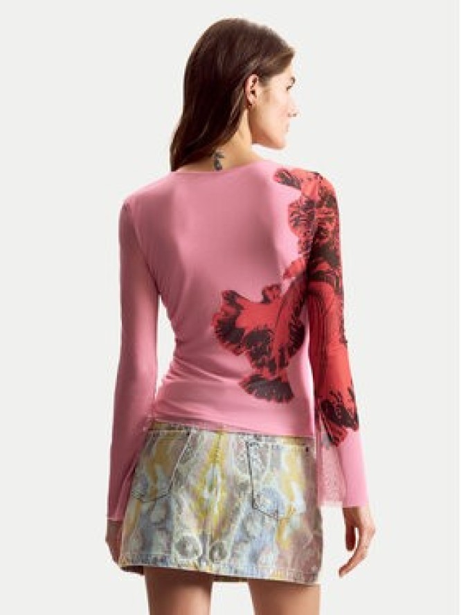 Desigual Bluzka Orchid Lacroix 26SWTK50 Różowy Slim Fit