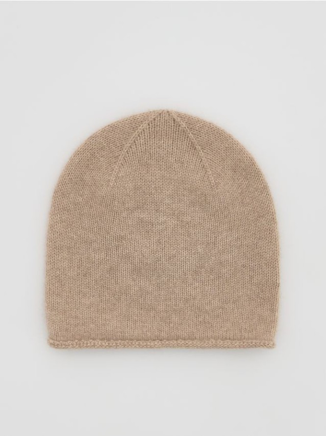 Czapka z wełną i kaszmirem - kremowy