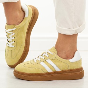 Żółte skórzane sneakersy damskie T.Sokolski 651