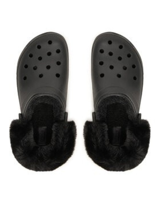Crocs Klapki Classic Platform Fuzz Lined Clog 212854 Czarny