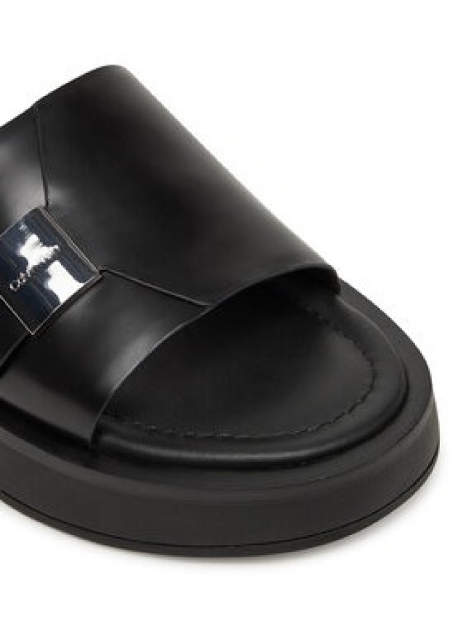 Calvin Klein Klapki Flatform Slide W/Ck Hw - Lth HW0HW02368 Czarny