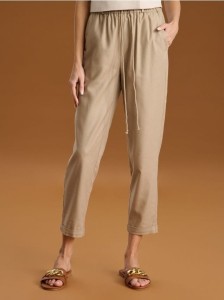 Spodnie carrot - kremowy