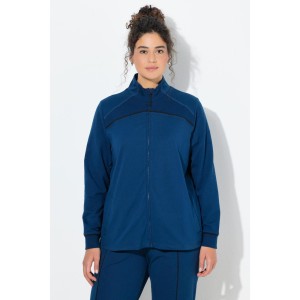 Damskie Bluza rozpinana wstawki prążkowane stójka długi rękaw