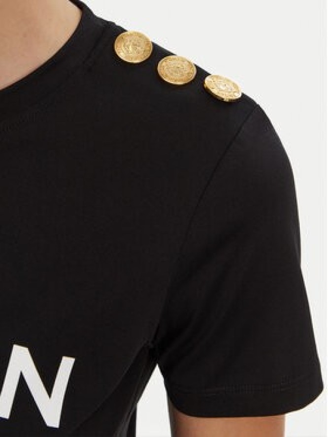 Balmain T-Shirt BF1EF005BB02 Czarny Regular Fit