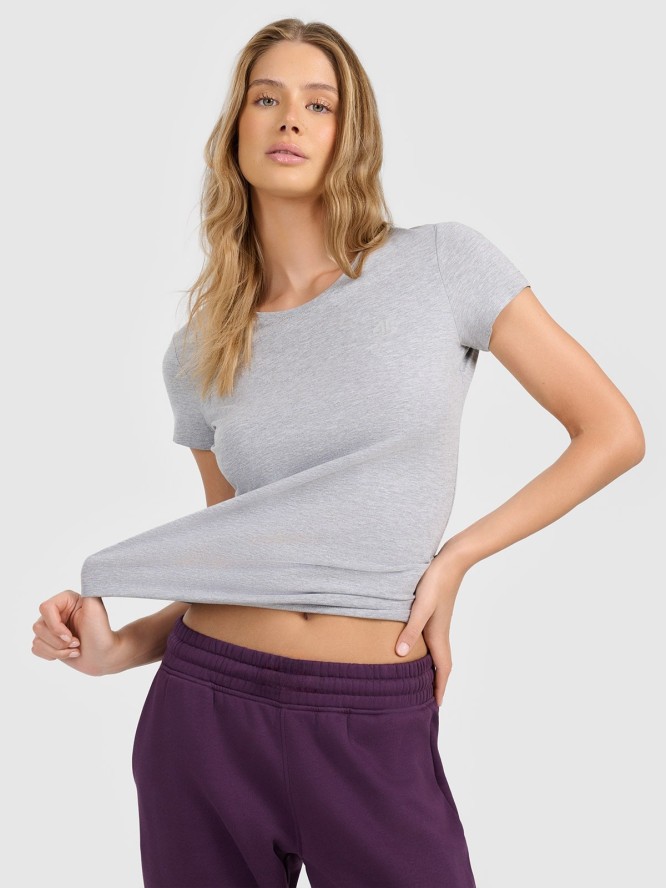 4F T-shirt slim gładki damski M