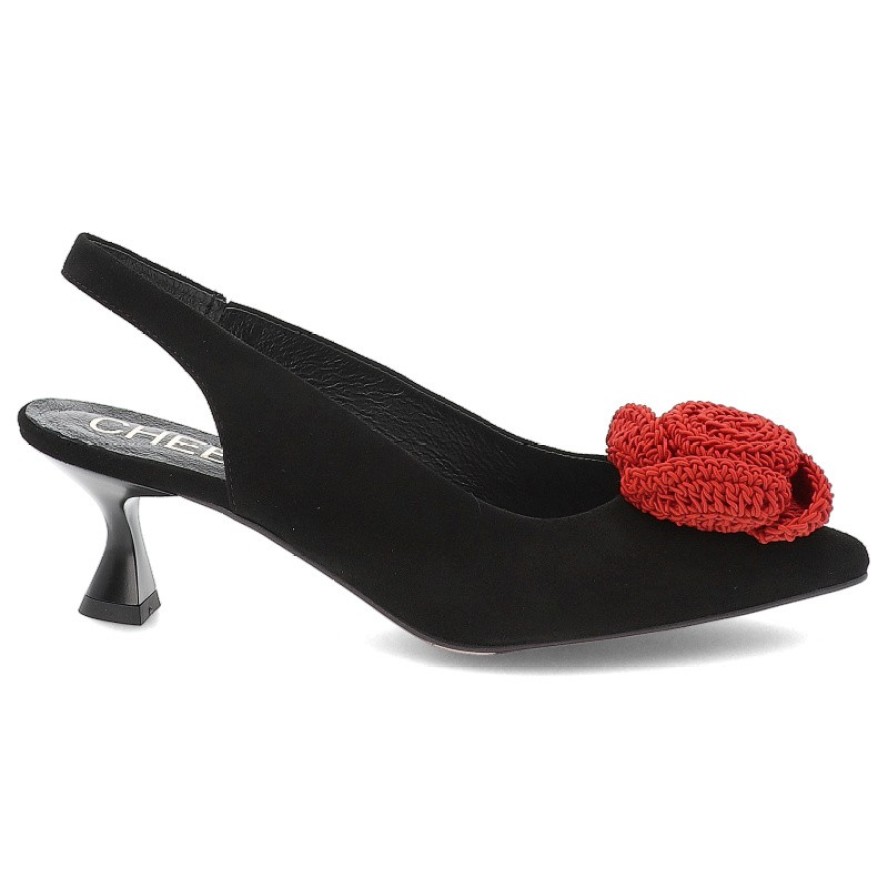 Czarne Sandały Chebello Eleganckie Obuwie Damskie Róża