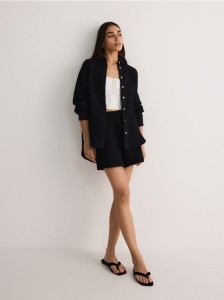 Koszula z bawełnianego muślinu - czarny