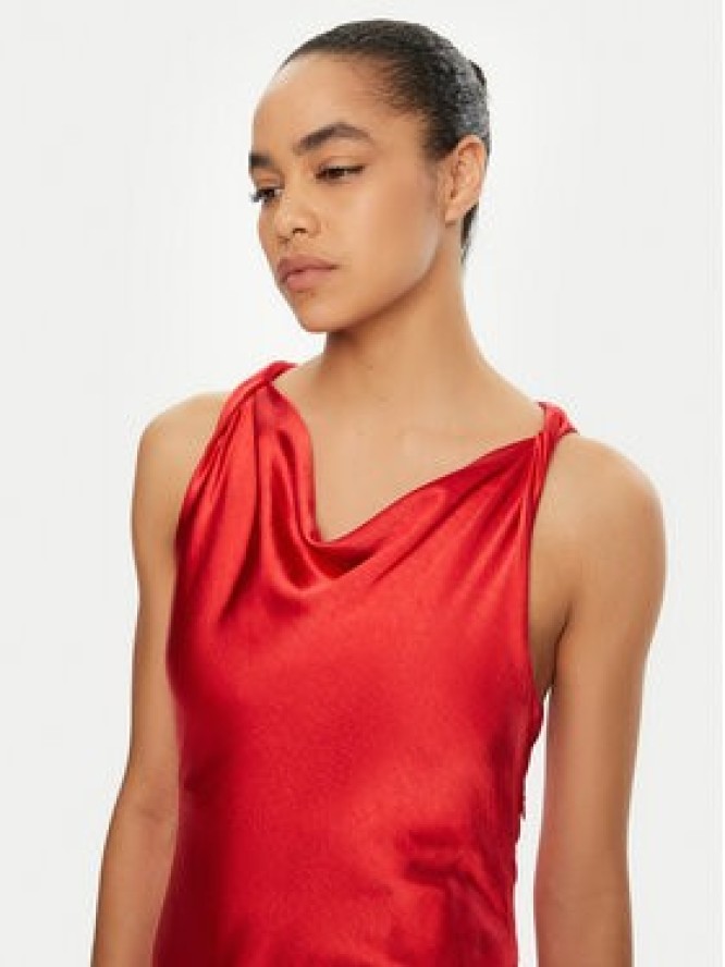 Please Sukienka koktajlowa A12NXO6000 Czerwony Slim Fit