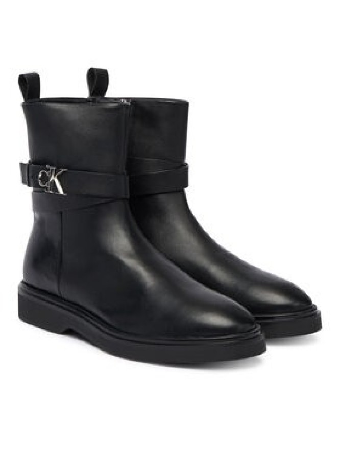 Calvin Klein Botki Ankle Boot W/ Metal Logo HW0HW02663 Czarny