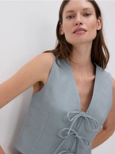 Lniana kamizelka - granatowy