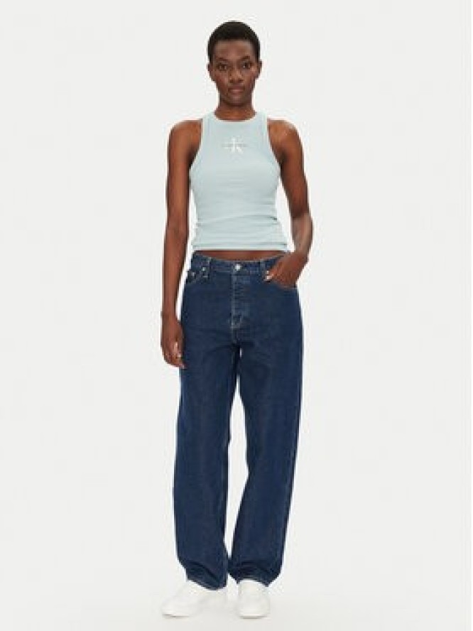 Calvin Klein Jeans Top Monologo J20J225301 Niebieski Slim Fit