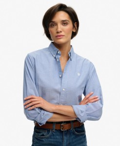 superdry Damska Koszula Slim Oxford z Długim Rękawem z Bawełny Organicznej