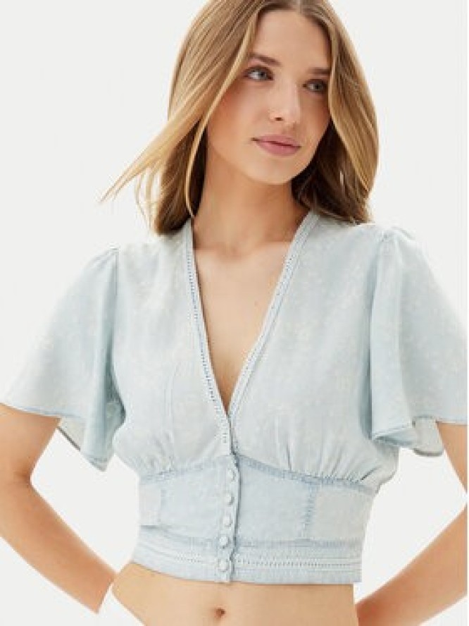 Guess Bluzka W5GH82 D5N81 Błękitny Regular Fit