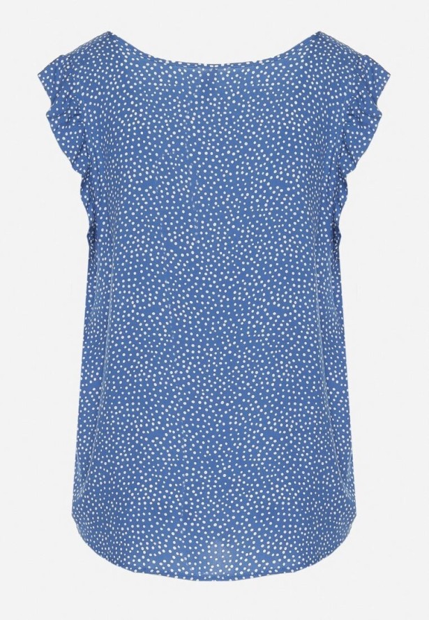 Niebieska Bluzka z Bawełny w Kropki Nappela