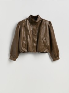 Krótka kurtka ze stójką - brązowy