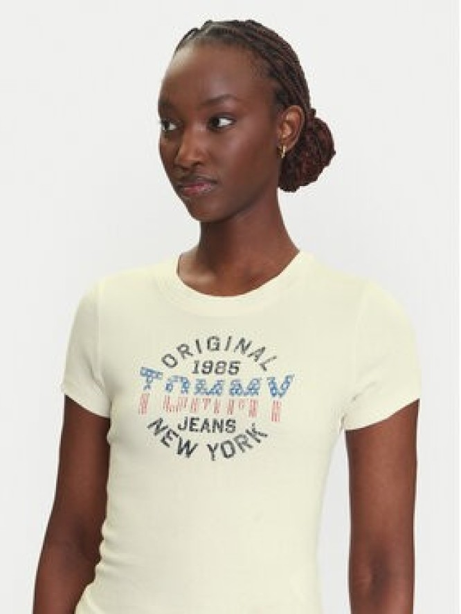 Tommy Jeans T-Shirt DW0DW21421 Écru Slim Fit