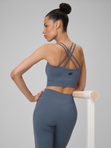 4F Crop-top do jogi szybkoschnący damski - granatowy L