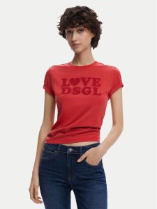 Desigual T-Shirt Love Dsgl 25SWTK10 Czerwony Regular Fit