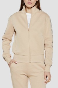 GUESS Beżowa bluza damska z lampasami Britney, Rozmiar M