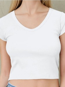 Koszulka basic prążkowana - biały