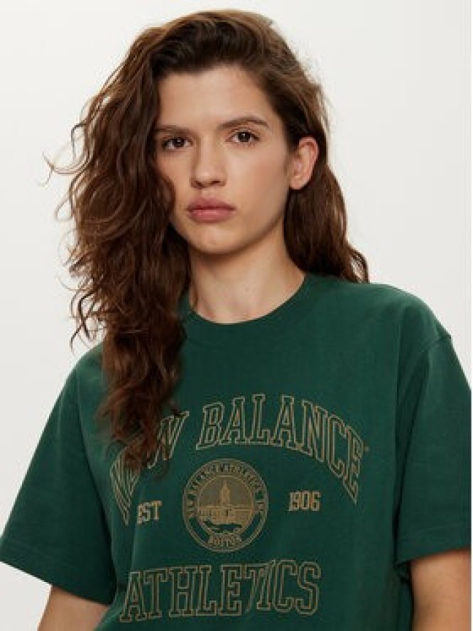New Balance T-Shirt WT43548 Zielony Oversize