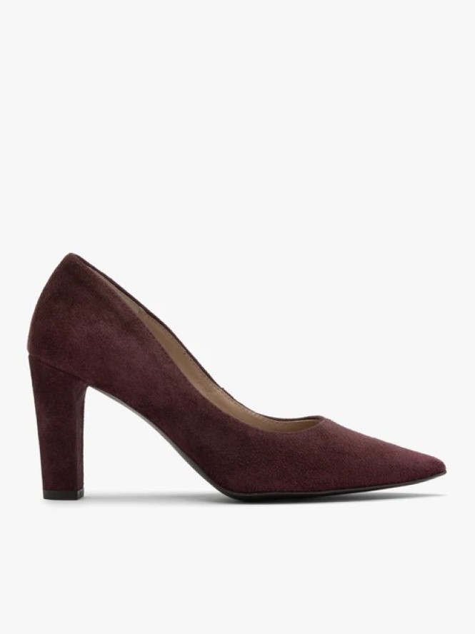 Bordowe czółenka na grubej szpilce