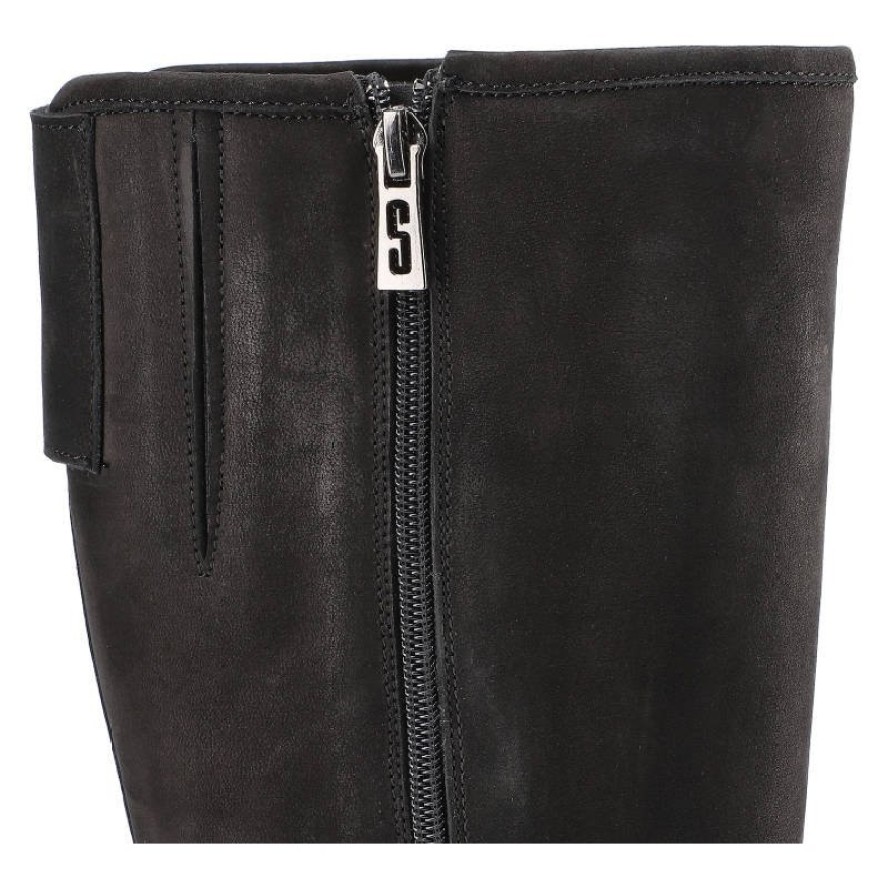 Czarne Kozaki Simen Damskie Skórzane Buty Zimowe