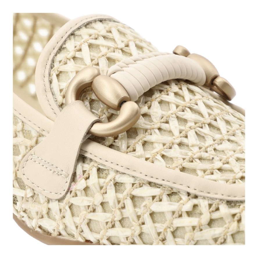 Półbuty damskie Hispanitas, ze skóry naturalnej z plecionym wykończeniem i wsuwanym krojem, beżowe, RHV264828 Marrakech-V26 Panna Soho-V26