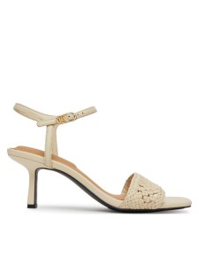 Tommy Hilfiger Sandały Crochet Lthr Kitten Sandal FW0FW08587 Beżowy